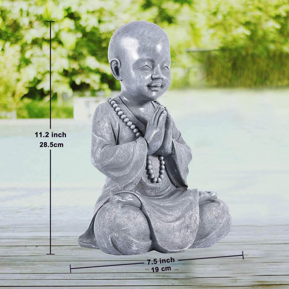 Size dimensions of Zen baby Buddha meditation statue decorative sculpture