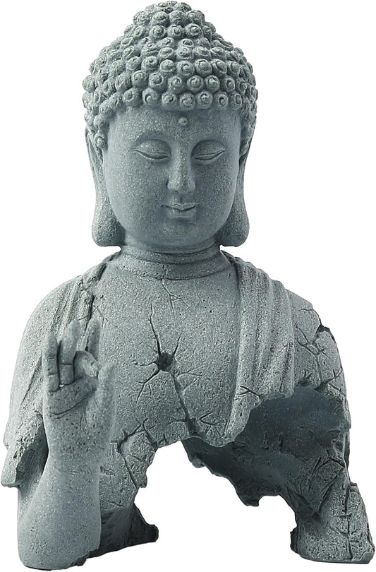 Front view of meditating Buddha statue Zen mindfulness decor sculpture