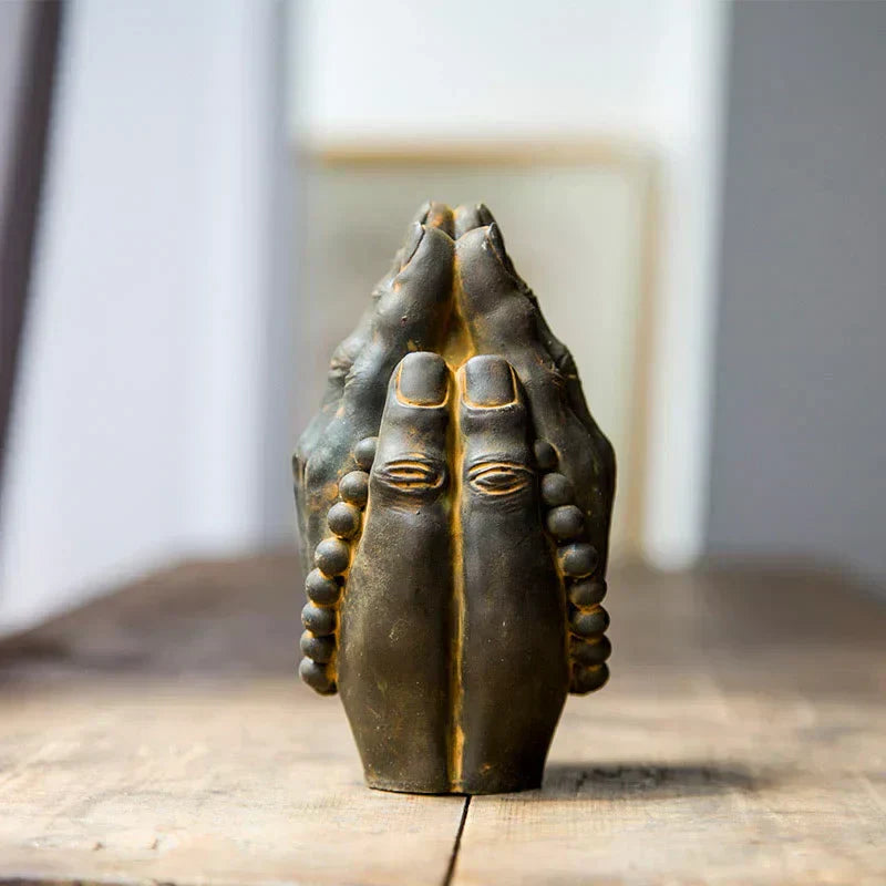 Harmony in Chaos Dual Face Buddha Statue Sandstone Feng Shui Placement