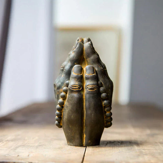 Harmony in Chaos Dual Face Buddha Statue Sandstone Feng Shui Placement