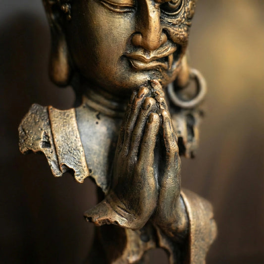 Harmony in Chaos: Handcrafted Dual-Faced Buddha Statue