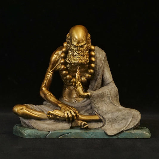 Silent Resolve Bodhidharma Sculpture – Exquisite Copper Zen Statue for Inner Strength