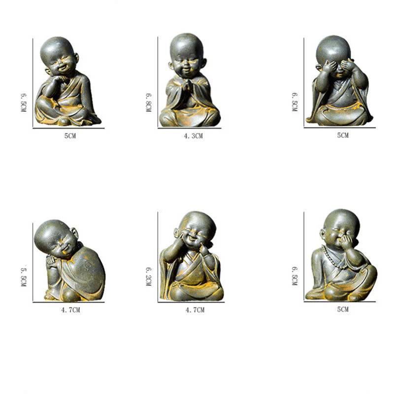 Small Meditating Monk Statue – Zen Desk Decoration for Mindful Living