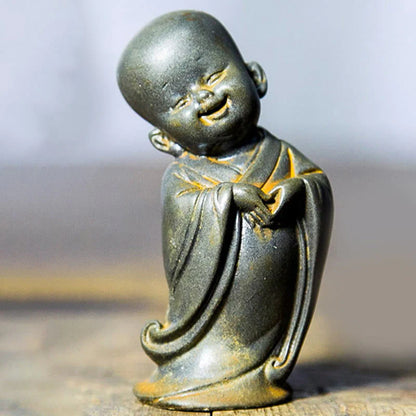 Small Meditating Monk Statue – Zen Desk Decoration for Mindful Living