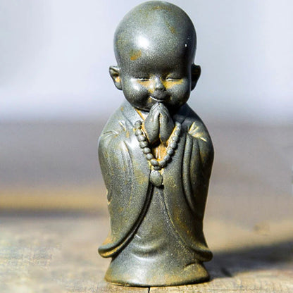 Small Meditating Monk Statue – Zen Desk Decoration for Mindful Living
