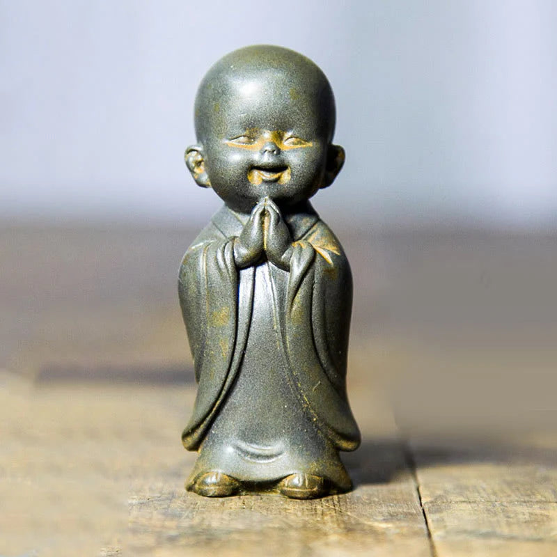 Small Meditating Monk Statue – Zen Desk Decoration for Mindful Living