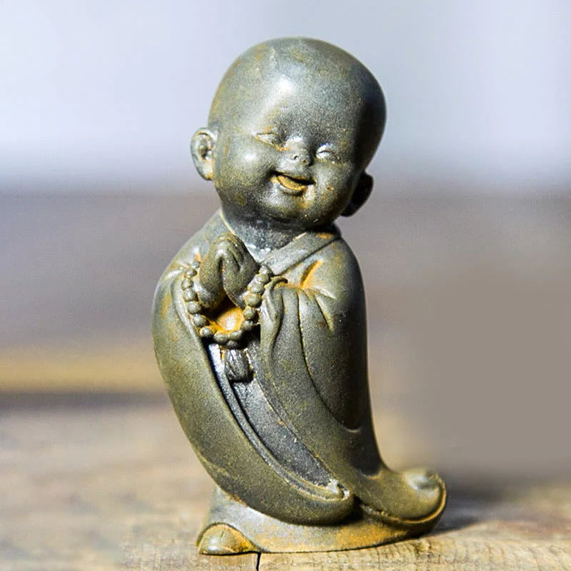 Small Meditating Monk Statue – Zen Desk Decoration for Mindful Living