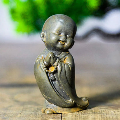 Small Meditating Monk Statue – Zen Desk Decoration for Mindful Living
