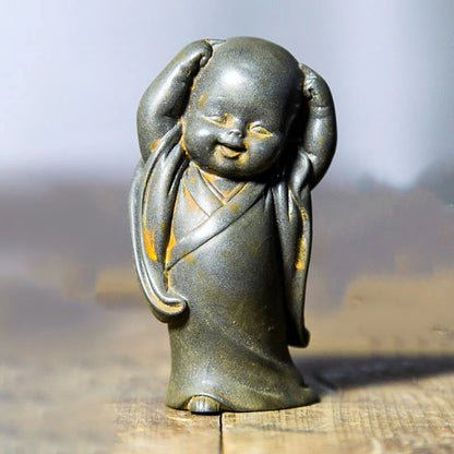 Small Meditating Monk Statue – Zen Desk Decoration for Mindful Living