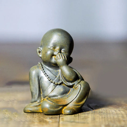 Small Meditating Monk Statue – Zen Desk Decoration for Mindful Living