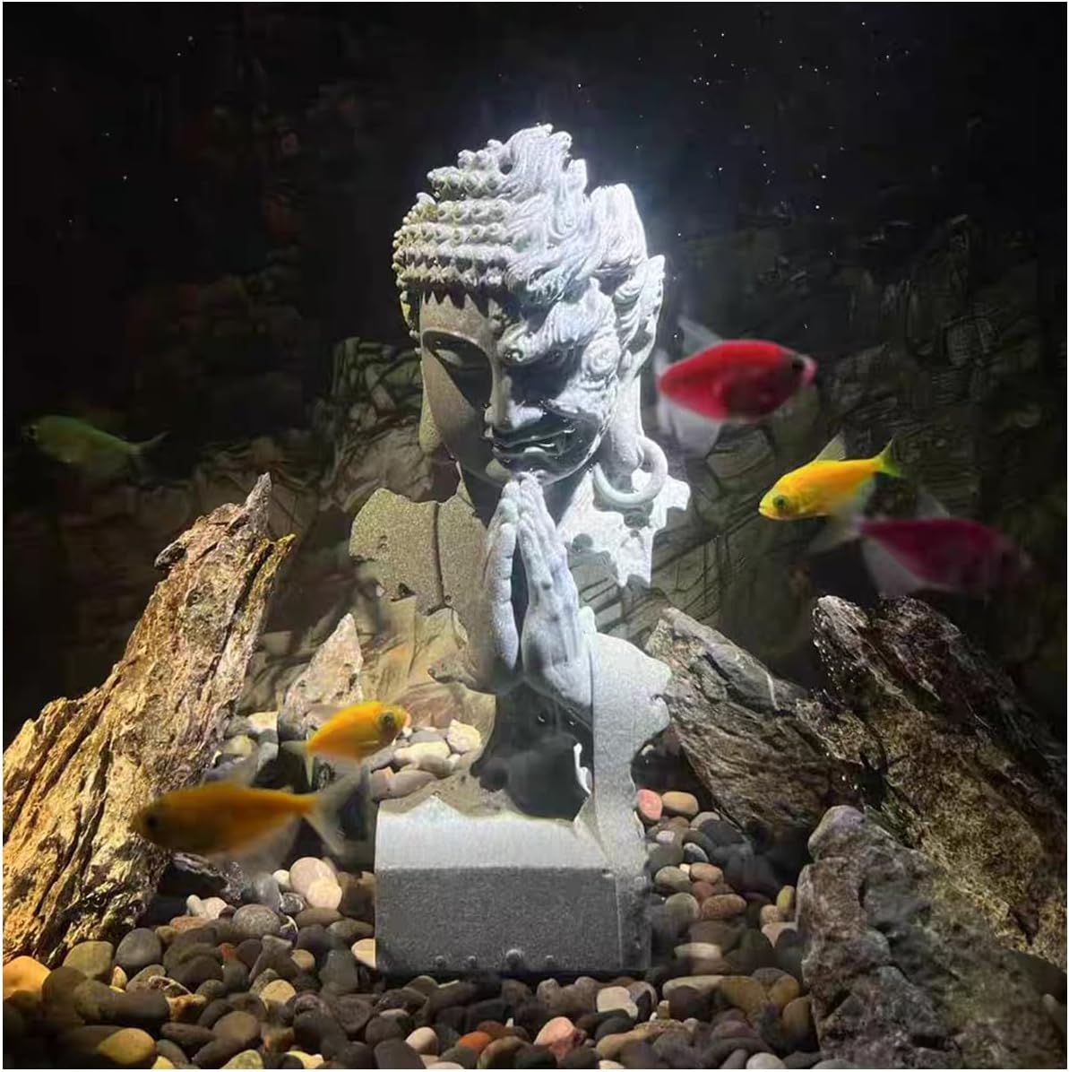 Harmony in Chaos: Dual-Faced Buddha Sculpture – Premium Sandstone Aquatic Zen Decor