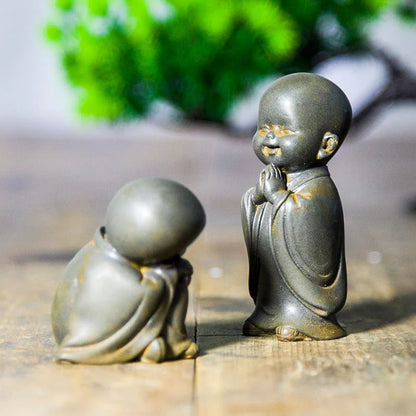 Small Meditating Monk Statue – Zen Desk Decoration for Mindful Living