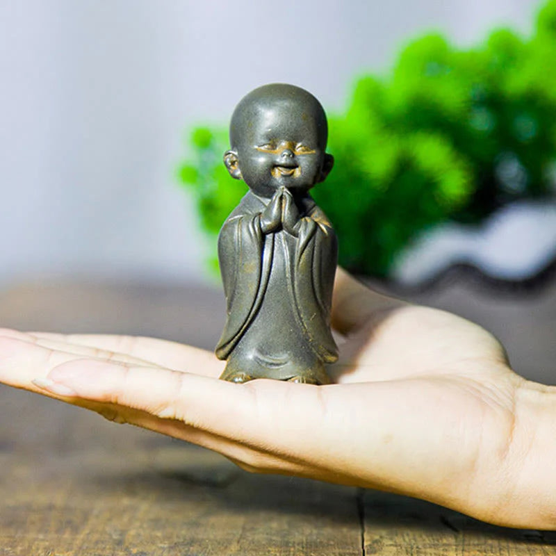 Small Meditating Monk Statue – Zen Desk Decoration for Mindful Living