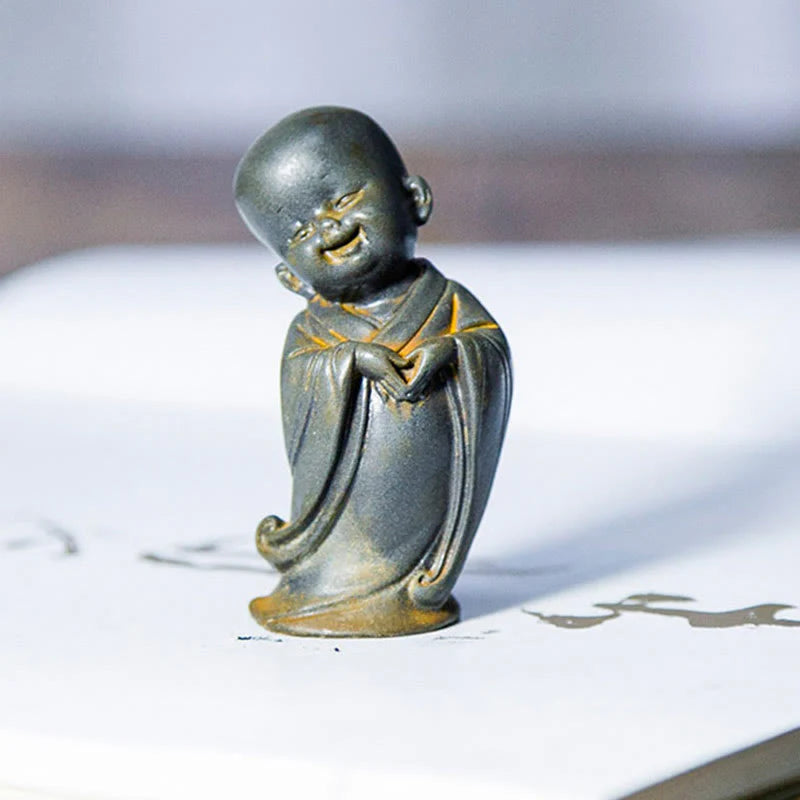 Small Meditating Monk Statue – Zen Desk Decoration for Mindful Living