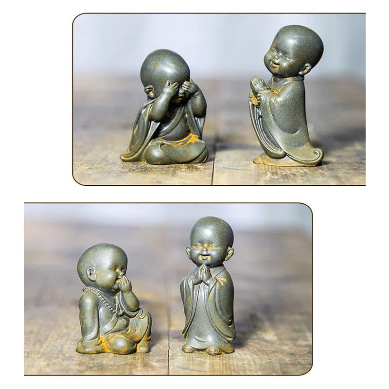 Small Meditating Monk Statue – Zen Desk Decoration for Mindful Living