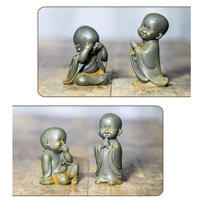 Small Meditating Monk Statue – Zen Desk Decoration for Mindful Living