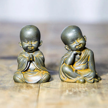 Small Meditating Monk Statue – Zen Desk Decoration for Mindful Living