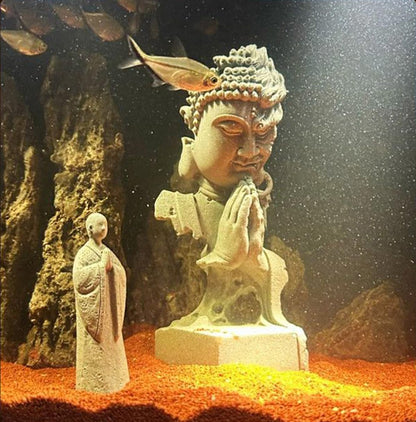 Harmony in Chaos: Dual-Faced Buddha Sculpture – Premium Sandstone Aquatic Zen Decor