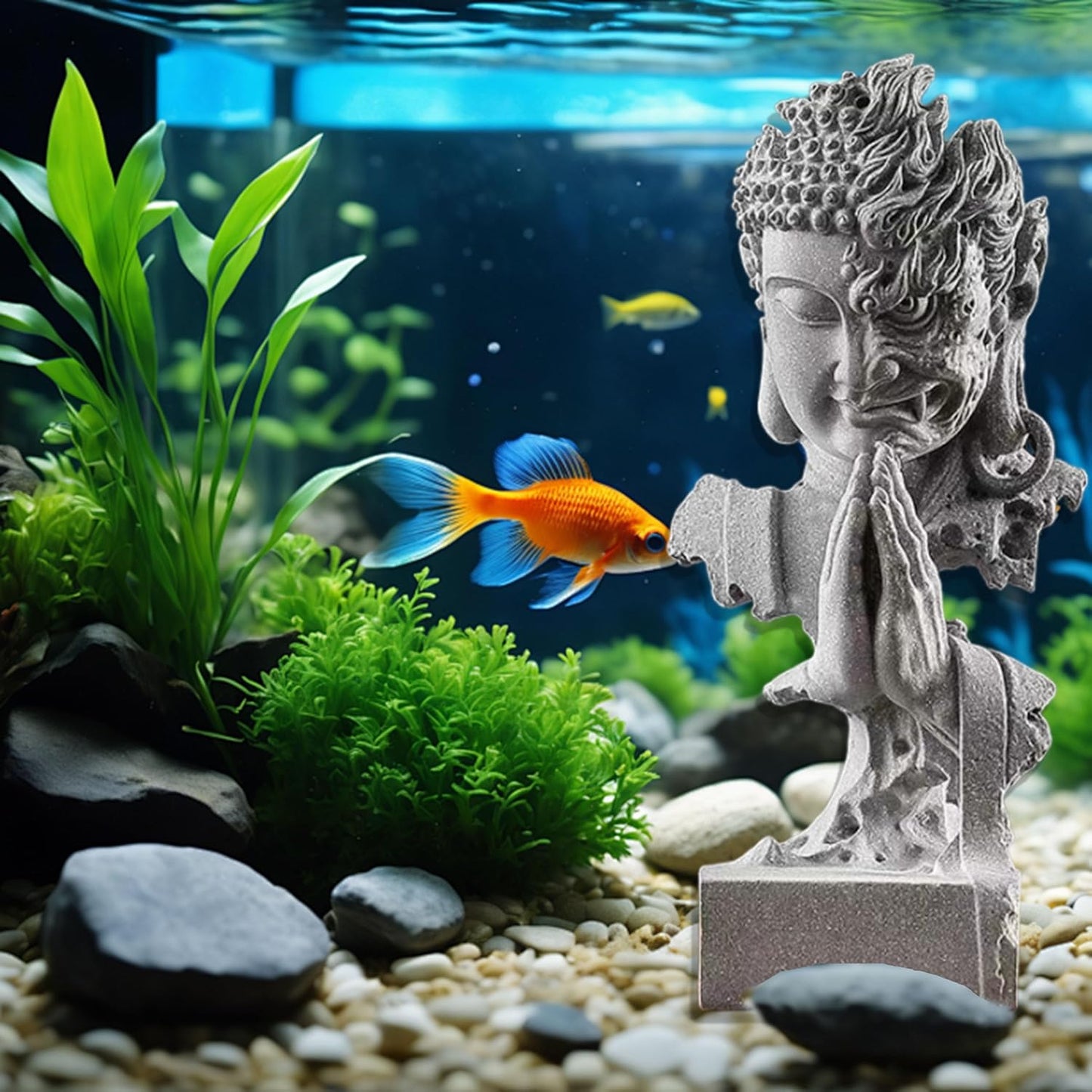 Harmony in Chaos: Dual-Faced Buddha Sculpture – Premium Sandstone Aquatic Zen Decor