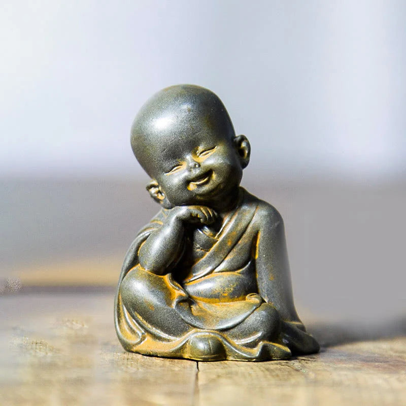 Small Meditating Monk Statue – Zen Desk Decoration for Mindful Living