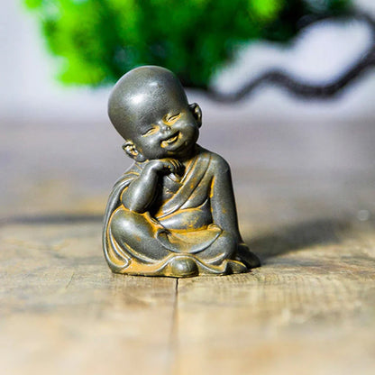 Small Meditating Monk Statue – Zen Desk Decoration for Mindful Living