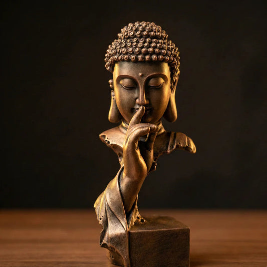 Quiet Sakyamuni Statue – Minimalist Zen Design Sandstone Bronze