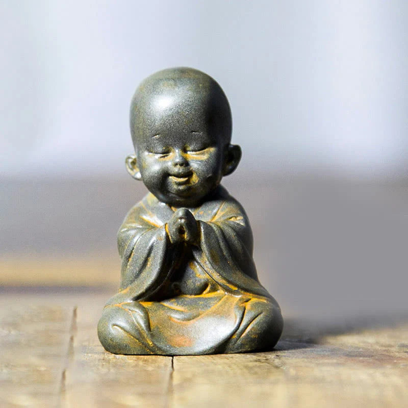 Small Meditating Monk Statue – Zen Desk Decoration for Mindful Living