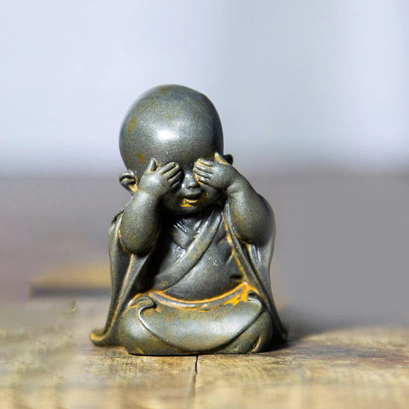 Small Meditating Monk Statue – Zen Desk Decoration for Mindful Living
