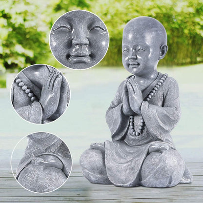 Side view of Zen baby Buddha statue meditation decor sculpture