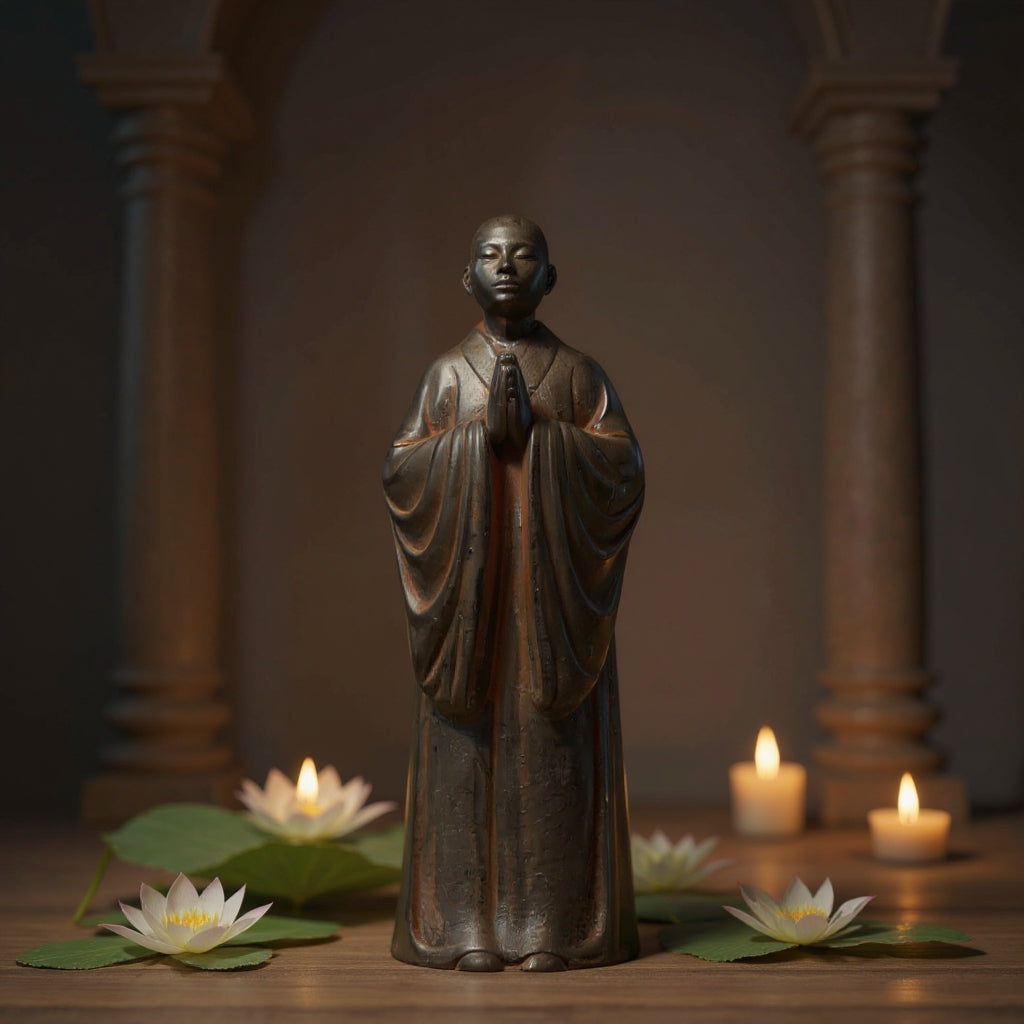 Buddhist monk Zen sculpture decorative statue for desk shelf or meditation altar