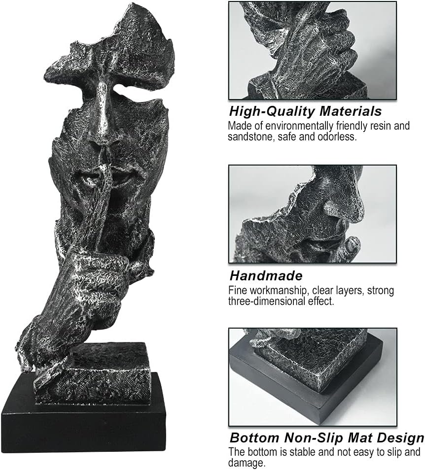 Close-up detail of minimalist Zen thinker statue modern meditation sculpture-4