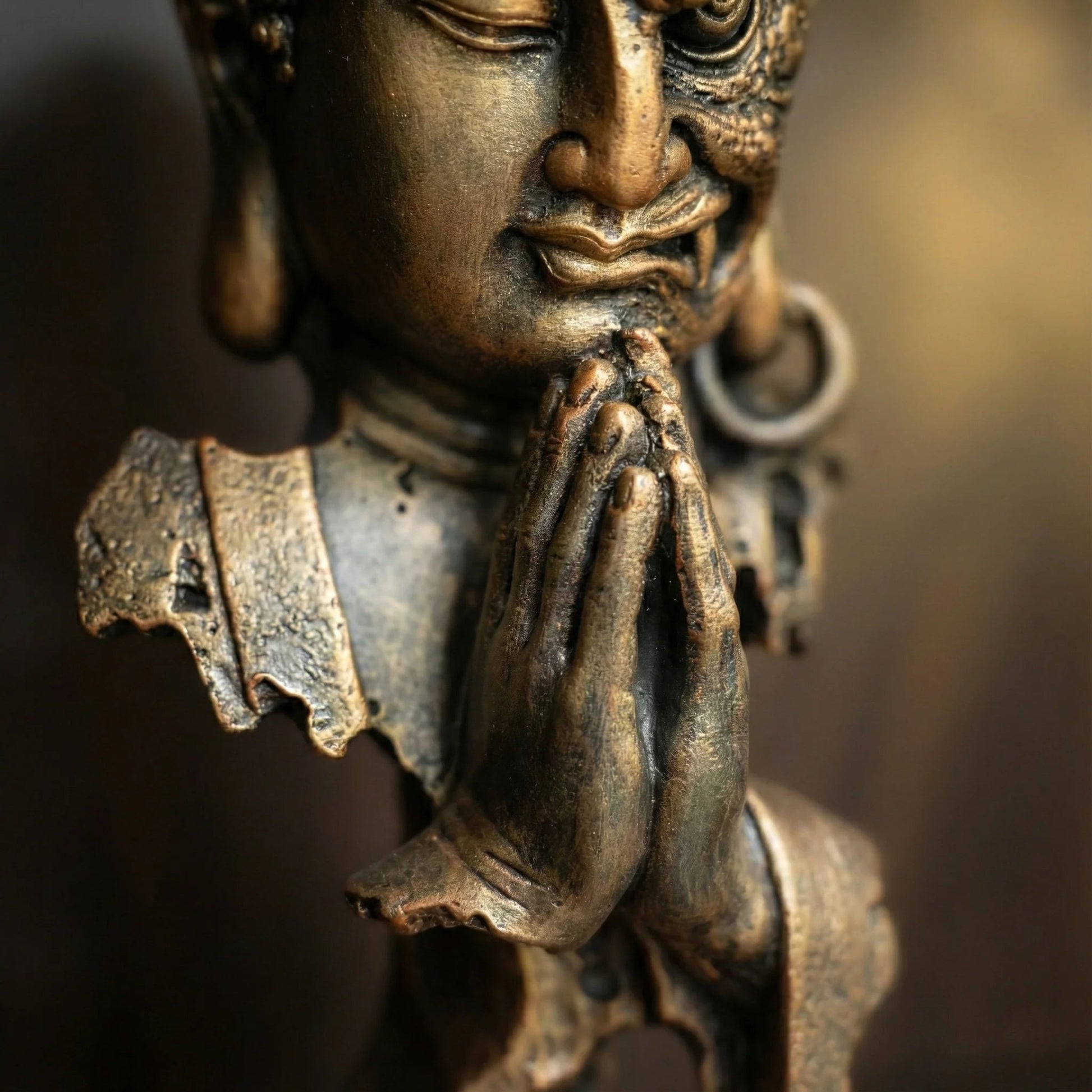 Harmony in Chaos statue in premium bronze finish showing dual-faced Buddha design-2