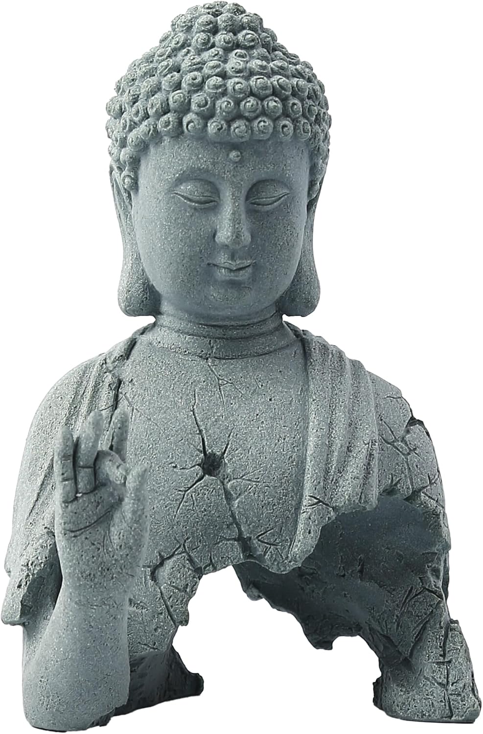 Front view of meditating Buddha statue Zen mindfulness decor sculpture