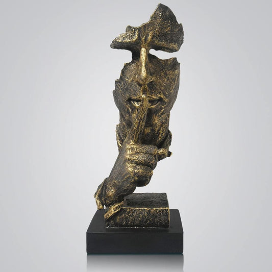 Modern Silence is Gold Zen Thinker Sculpture minimalist meditation statue for home decor-1
