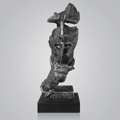 Modern Silence is Gold Zen Thinker Sculpture minimalist meditation statue for home decor-3