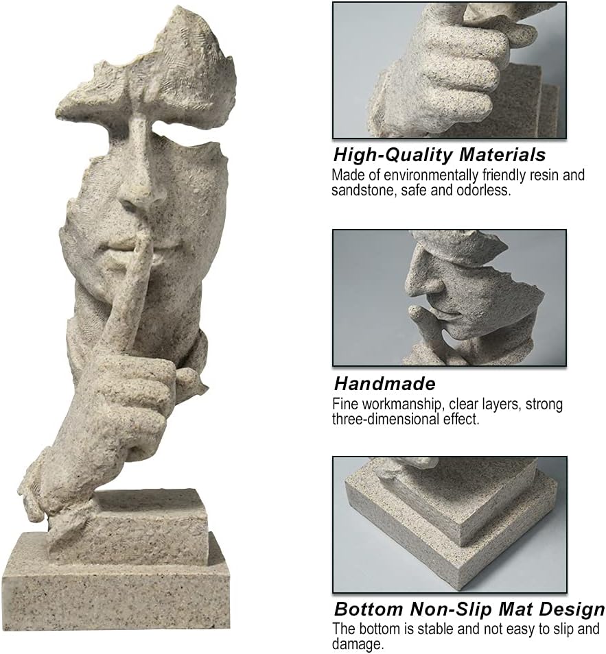 Close-up detail of minimalist Zen thinker statue modern meditation sculpture-2