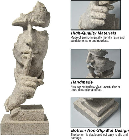 Close-up detail of minimalist Zen thinker statue modern meditation sculpture-2