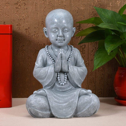 Baby Buddha meditation statue placed in peaceful meditation room decor