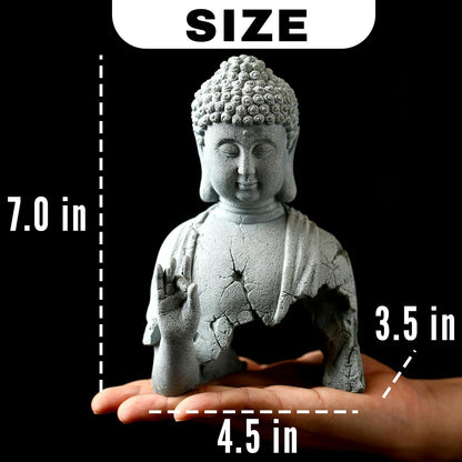 Side view of Zen Buddha meditation statue peaceful spiritual decor
