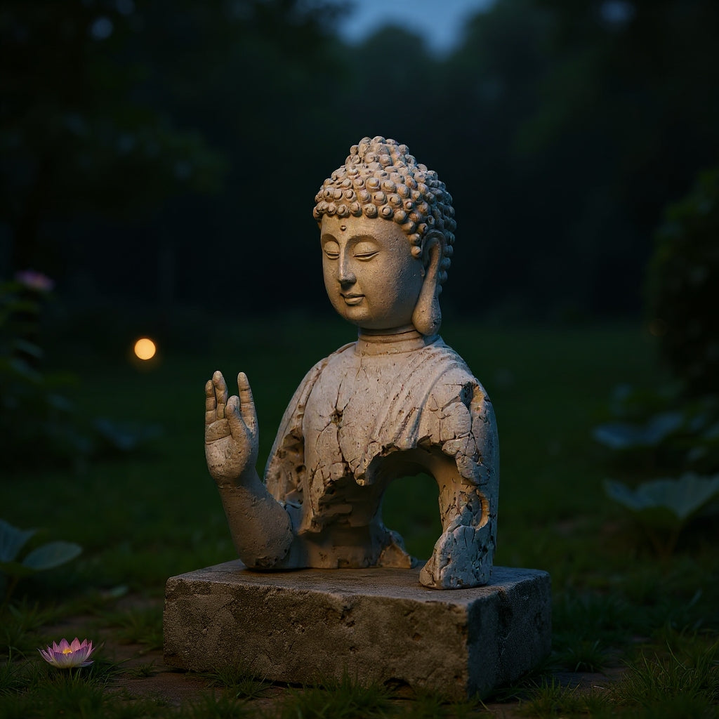 Zen Buddha mindfulness statue peaceful spiritual home decoration