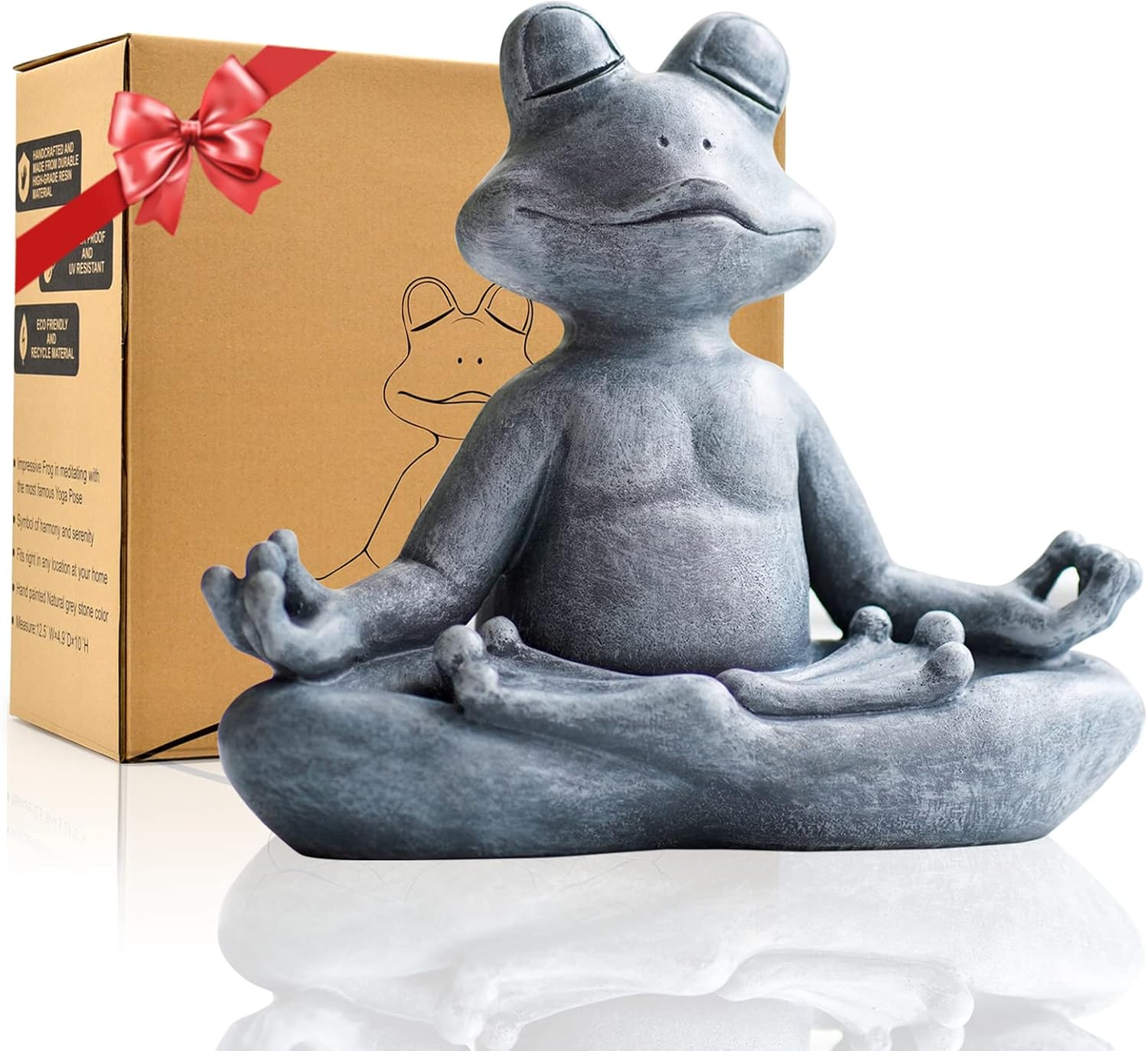 Zen frog statue meditation desk decor peaceful mindfulness sculpture