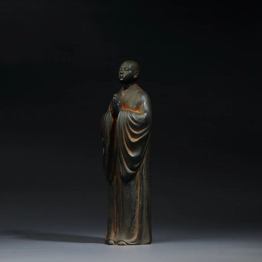Zen standing monk statue Buddhist sculpture for meditation room and peaceful home decor